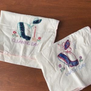 Vintage embroidered dish towels